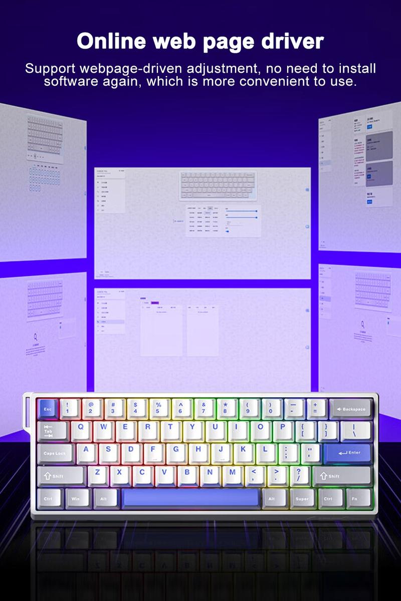 AULA Win60 HE wired game keyboard, 60% arrangement, 61-key portable mini layout, cool RGB lighting effect, sensitive magnetic axis, high-performance chip, compatible with Windows/AMC system, suitable for e-sports office, Gaming Keyboard, Backlit Keyboard