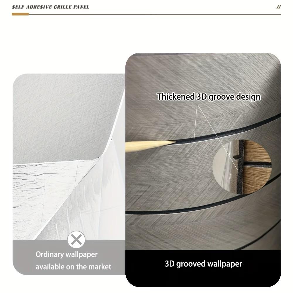 Self-adhesive 3D Textured Grille Wallpaper Roll, White Grille Simple and Elegant, PVC Waterproof Wall Panel, Easy to Peel and Stick, and Durable, Impact Resistant, Home Decor Suitable for Bedrooms and Living Rooms，40cm*300cm