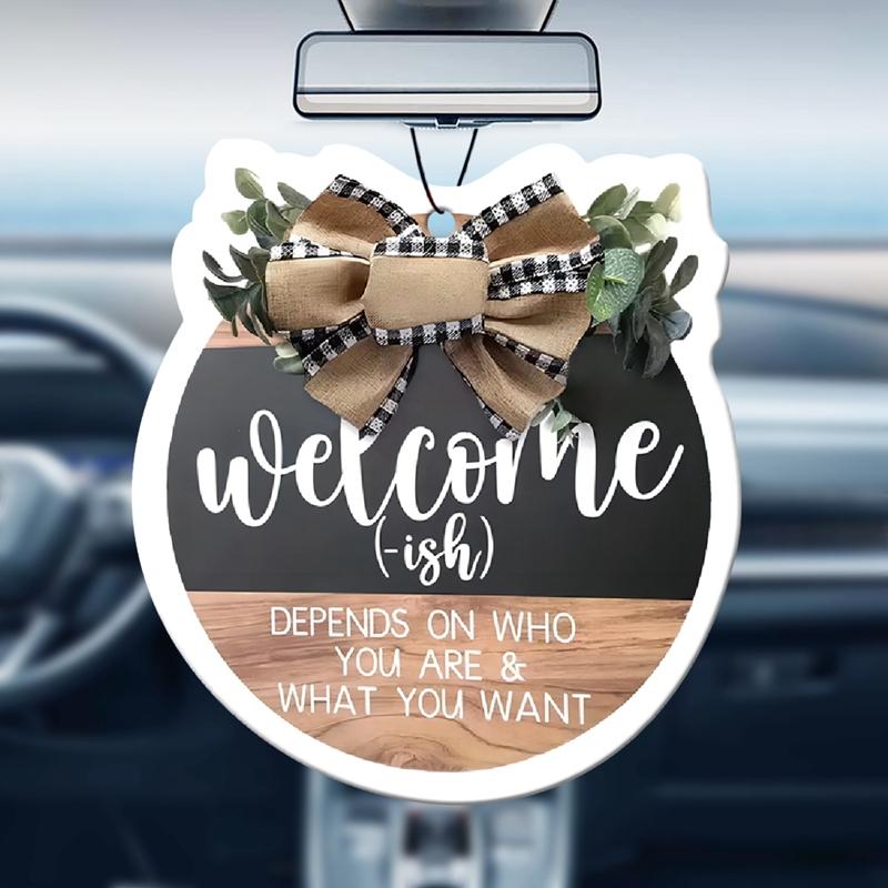 Welcome Sign Round Wreath for Farmhouse, Porch, Garden, Home, Birthday, Wedding, Graduation, Car Air Freshener, Natural Fragrance, 90 Days Lasting