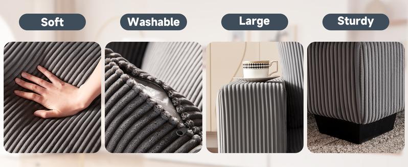 【4-5Packages】 101.6" Deep Seat Modular Sectional Sofa, Comfy Corduroy Sectional Couches for Living Room, L-Shaped Upholstered Cloud Couch with Chaise, Widened Armrests for 4 People