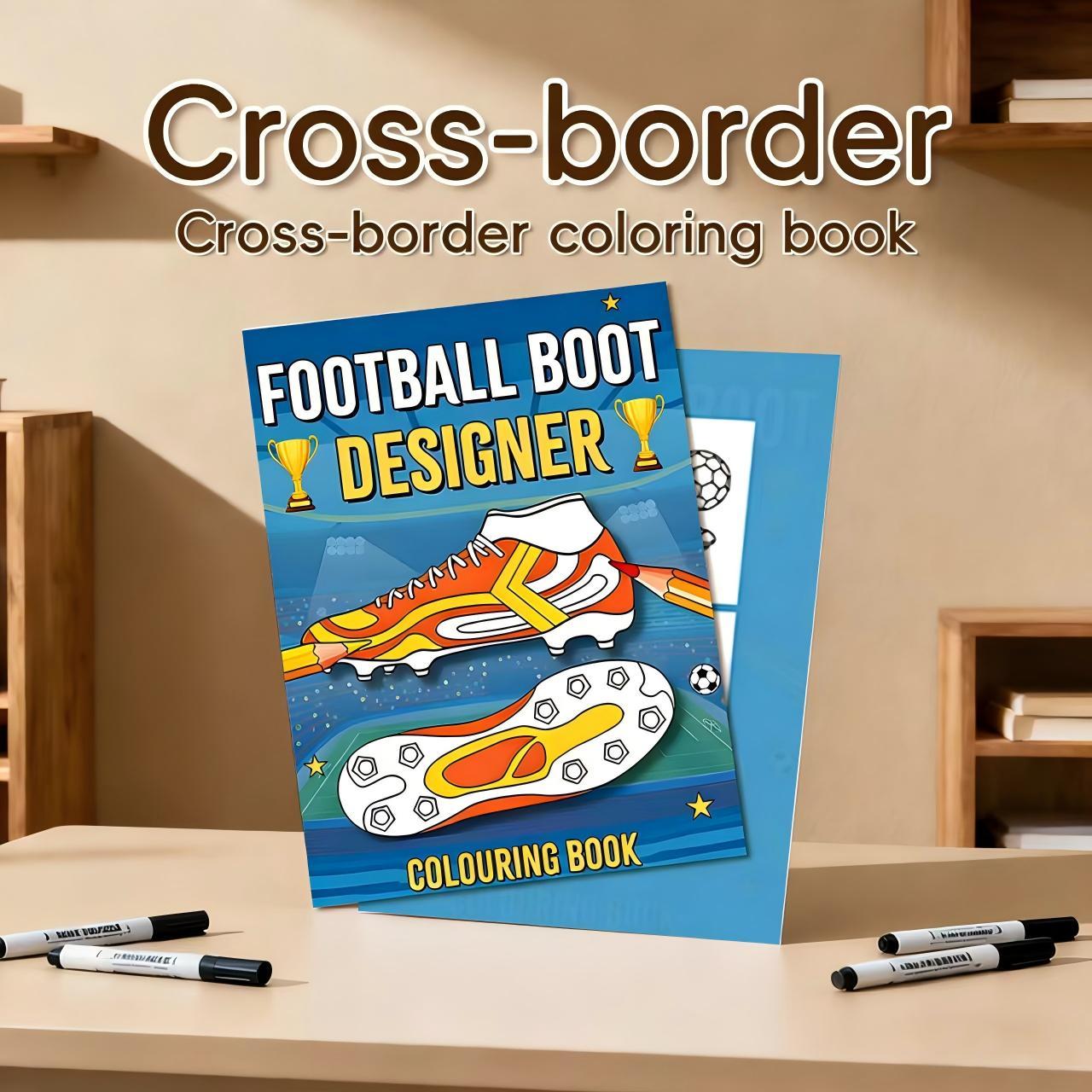 New Bestselling A4 Football Shoe Theme Coloring Book, Thickened Coloring Album, Picture Filling Book, Creative Activity Workbook