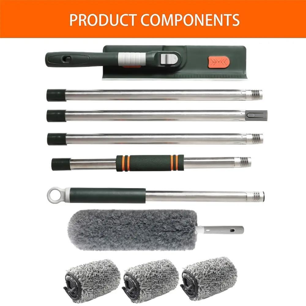 Window Squeegee Cleaner, Squeegee Scrubber, 1 Set Household Squeegee with Extension Pole, Telescopic Window Washing Equipment with Bendable Head, Glass Cleaning Tool