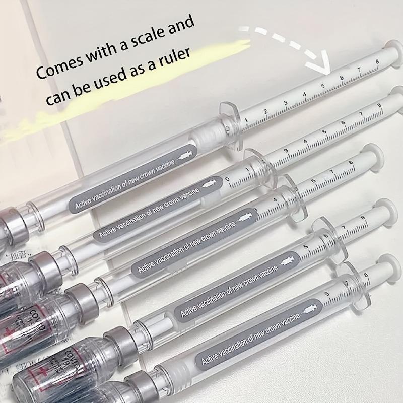 6pcs/set Medical Syringe Gel Ink Pens - Realistic Squeeze-Activated Rollerball Pens with Gel Refill System, Squeeze-to-Write Action for Nurses, Doctors, Medical Students - Durable Plastic Vaccine-Themed Writing Tools