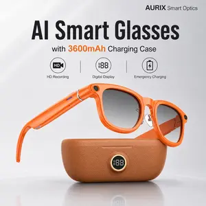 2026 AI 4K Smart Camera Glasses, Wearable Smart Glasses, Smart Eyewear, with 6-axis stabilization AI Photo Recognition, Real-Time Translation & Charging Case, ENC noise reduction for Bluetooth Calls, Travel Accessory-2 pairs of interchangeable lenses