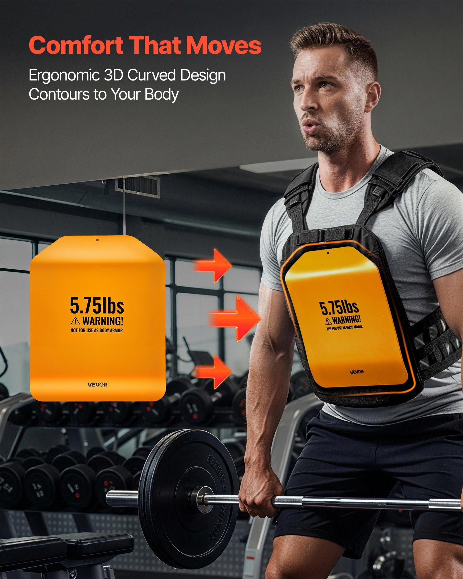 VEVOR Curved Weight Vest Plates, 5.75 LB Pairs, Premium Steel Tactical Weighted Plates for Vest, Ergonomic Design, for Strength Endurance Training, Running, Jogging, Fitness, Heavy Workouts VEVOR Curved Weight Vest Plates, 5.75 LB Pairs, Premium Steel Tactical Weighted Plates for Vest, Ergonomic Design, for Strength Endurance Training, Running, Jogging, Fitness, Heavy Workouts