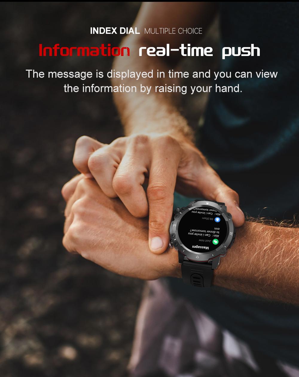 ZW48 Tactical Bluetooth Calling Smart Watch 1.46 Inch HD Round Display LED Flashlight for Outdoor Fitness Daily Wear