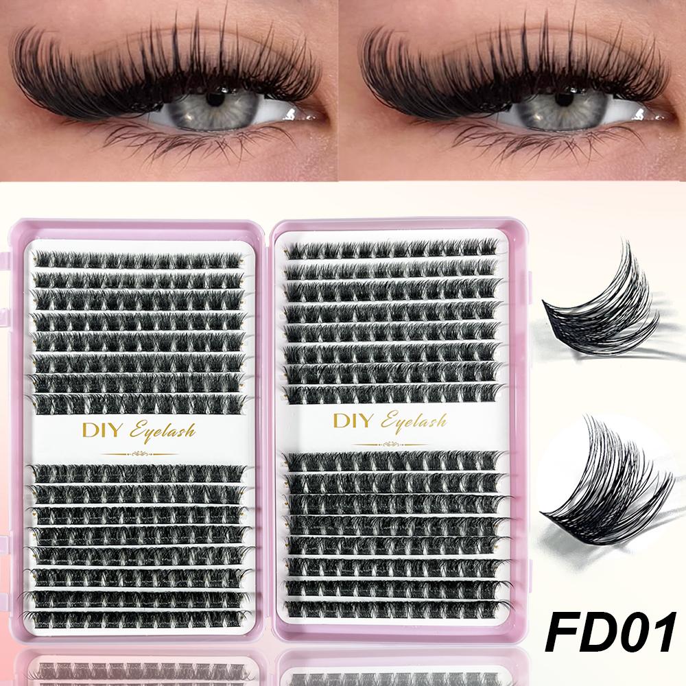 384 Cluster Independent Eyelash Set Natural 3D False Lashes Segmented Extension Kit 8mm-16mm Mixed Lashes DIY Eyelash Extensions Suitable for Women and Girls