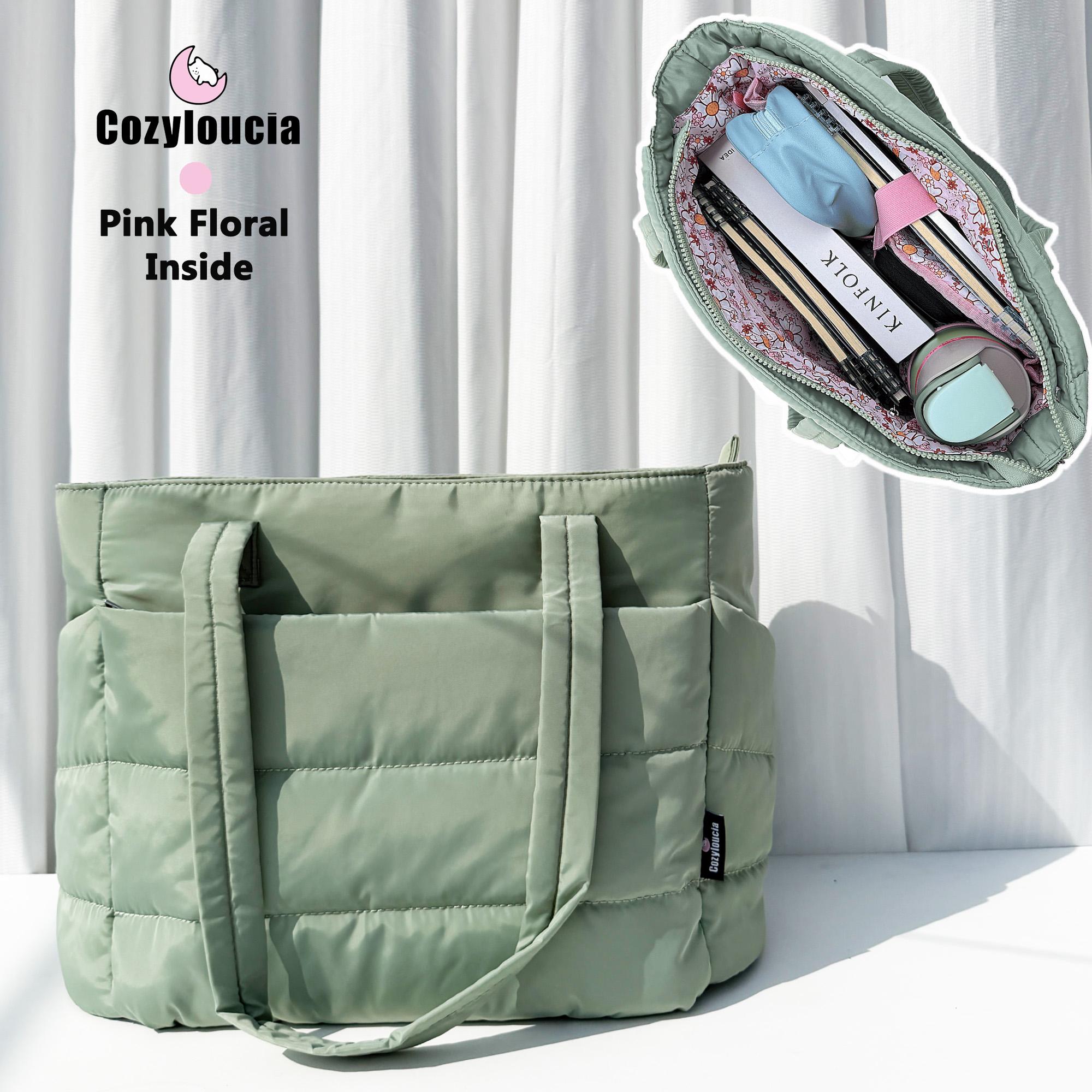 CozyLoucia Cute Puffer Tote Bag for Women Pink Flower Print Interior Laptop Shoulder Handbag, Lightweight Best Tote Bag for Work with Multiple Compartments for Travel , Work and School, Quilted Puffer Bag, Gifts For Women DealsforYouDays CozyLoucia Cute Puffer Tote Bag for Women Pink Flower Print Interior Laptop Shoulder Handbag, Lightweight Best Tote Bag for Work with Multiple Compartments for Travel , Work and School, Quilted Puffer Bag, Gifts For Women DealsforYouDays