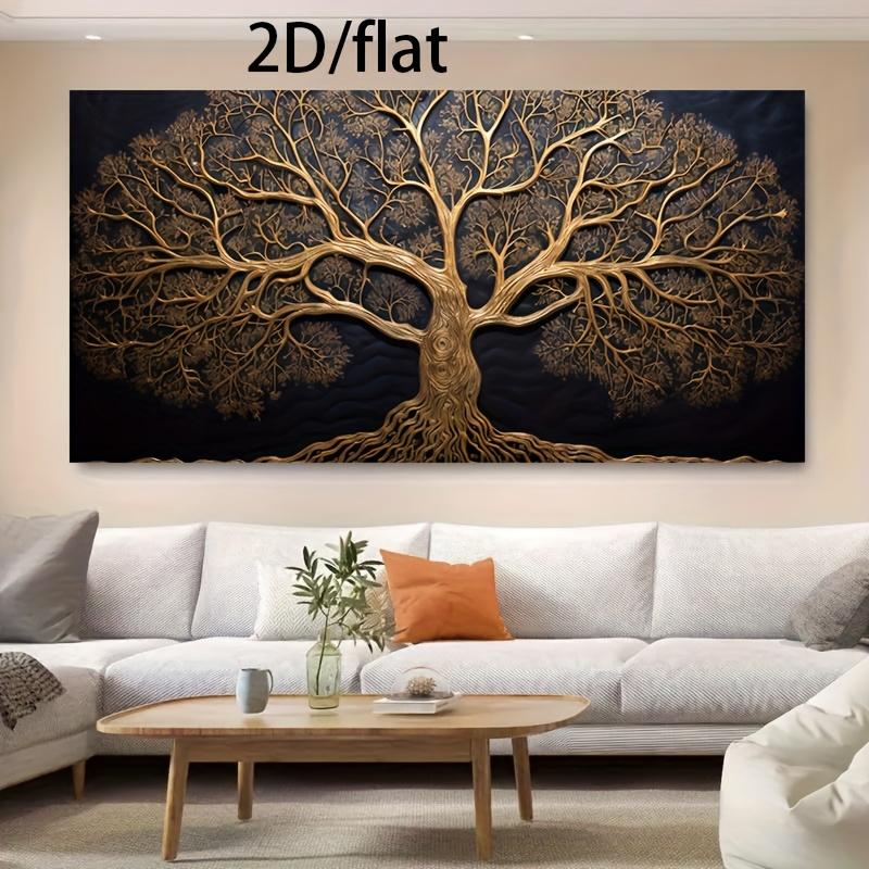 1-Piece Modern 2D Flat Tree of Life Canvas Wall Art, 30x60in/75cmx150cm Poster Print for Living Room, Bedroom Home Decor, One-Piece