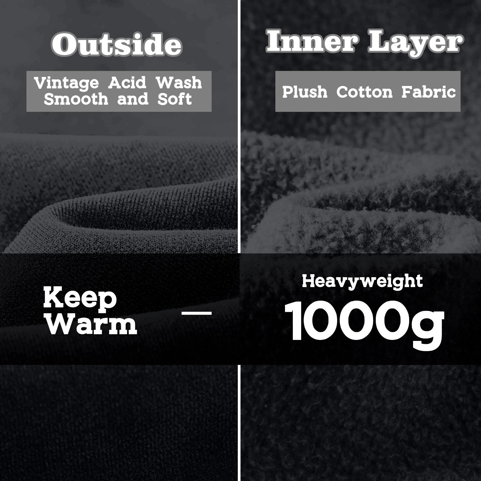 FAIABLE Unisex Oversized Acid Wash Sweatshirt with Double Zipper – Soft Fabric Washed Long Sleeve Pullover for Ultimate Comfort and Vintage Style – Minimalist Tops Perfect Basic Hoodie for Every Casual Occasion