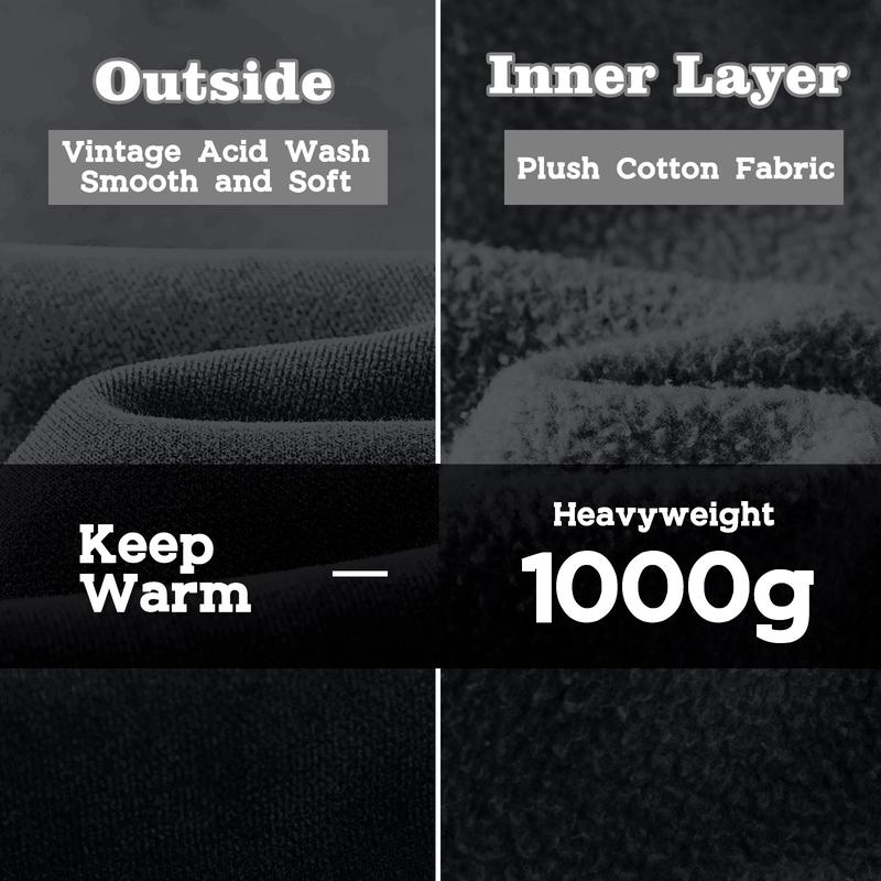 FAIABLE Unisex Oversized Acid Wash Sweatshirt with Double Zipper – Soft Fabric Washed Long Sleeve Pullover for Ultimate Comfort and Vintage Style – Minimalist Tops Perfect Basic Hoodie for Every Casual Occasion