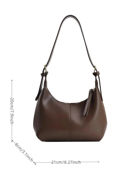 National Day Offers Women's Simple Style Solid Color Hobo Bag, Fashionable Belted Design Shoulder Hobo Bag, Casual Trendy Shoulder Bag for Daily Use, Hobo Crossbody Bags