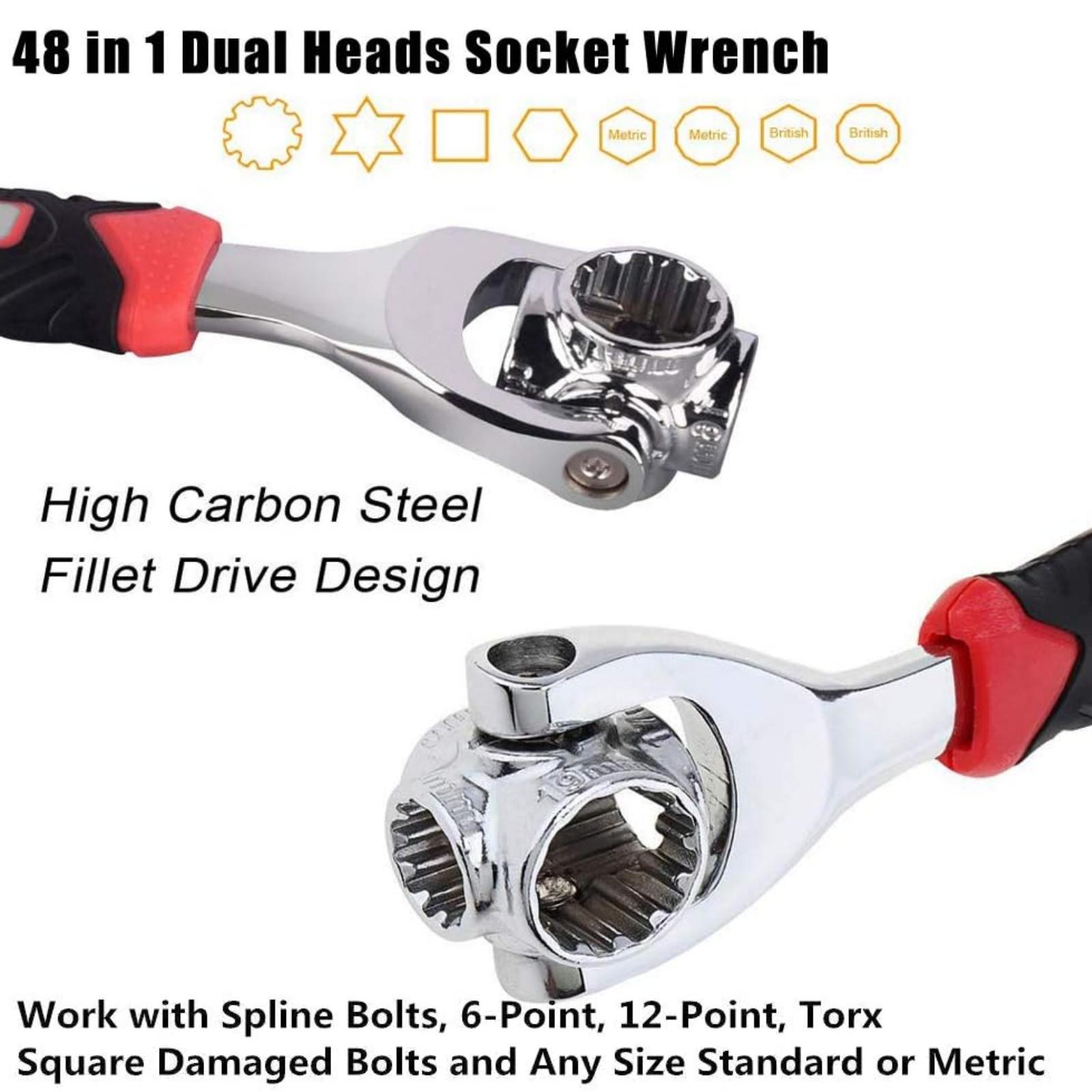 52-in-1 Multifunctional Socket Wrench,Combination Wrench Set with Multifunction 360 Degree Rotating Head,Universal Double-ended Wrench Tool for Home & Car Repair,