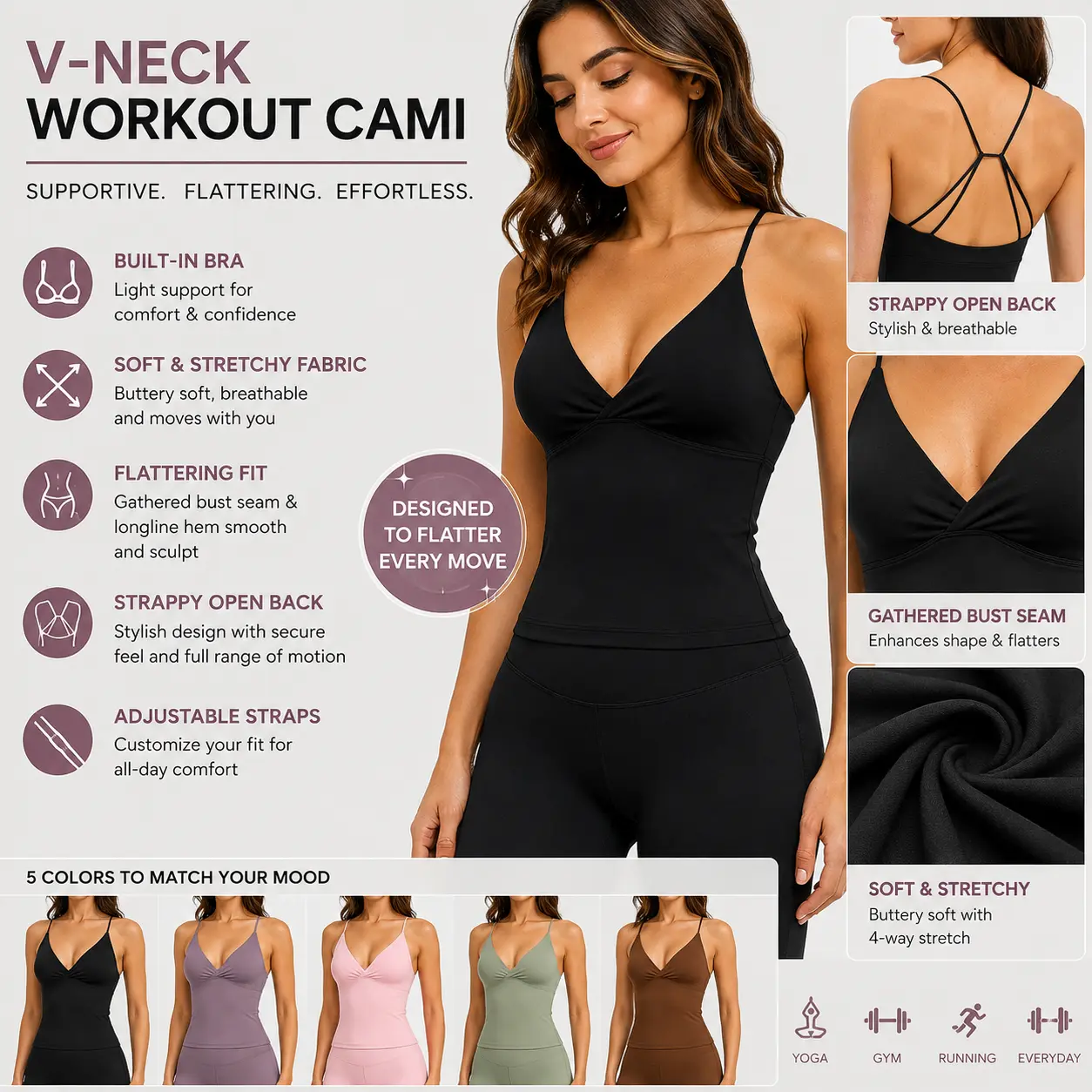 Cutout Open‑Back Thin‑Strap Brushed Fitness Tank Top, Women Soft Cozy Yoga Top for Pilates & Outer‑Wear