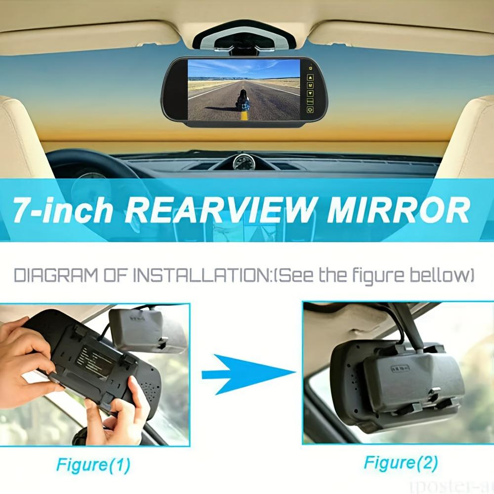 Universal 3rd High Brake Light Parking Reverse Camera with 7-Inch Mirror Monitor Kit, CCD Sensor, 170° Wide Angle View, for CITROEN JUMPER/for PEUGEOT BOXER/for FIAT DUCATO (2004-2006+ Models), Vehicle Safety Accessory, Sleek Vehicle Accessory