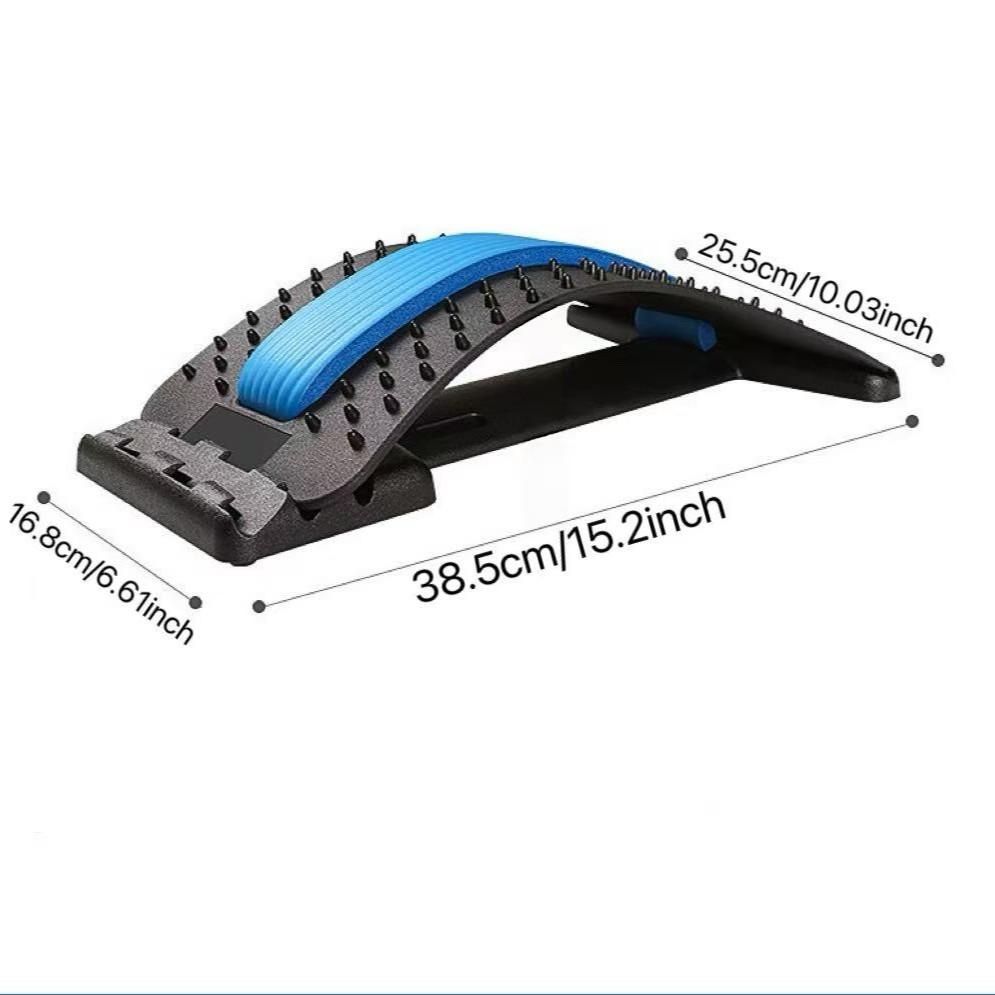 Three-Stage Adjustable Back Stretcher and Posture Corrector, Ergonomic Lumbar Support with Massage Function, Safe Grip, Office Car Home Use