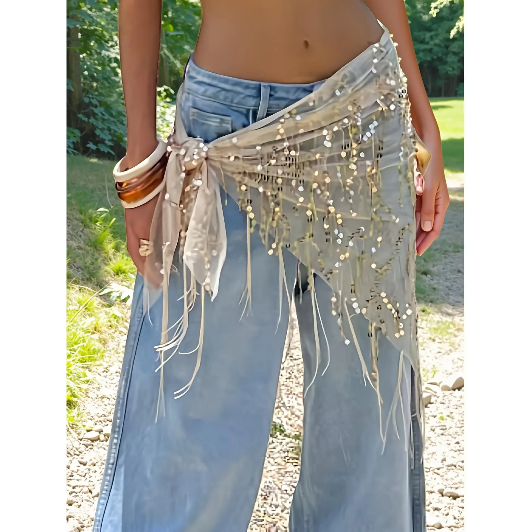 Fashion Short Skirt, Golden Sequin Tassel, European And American Styles, for Vacation