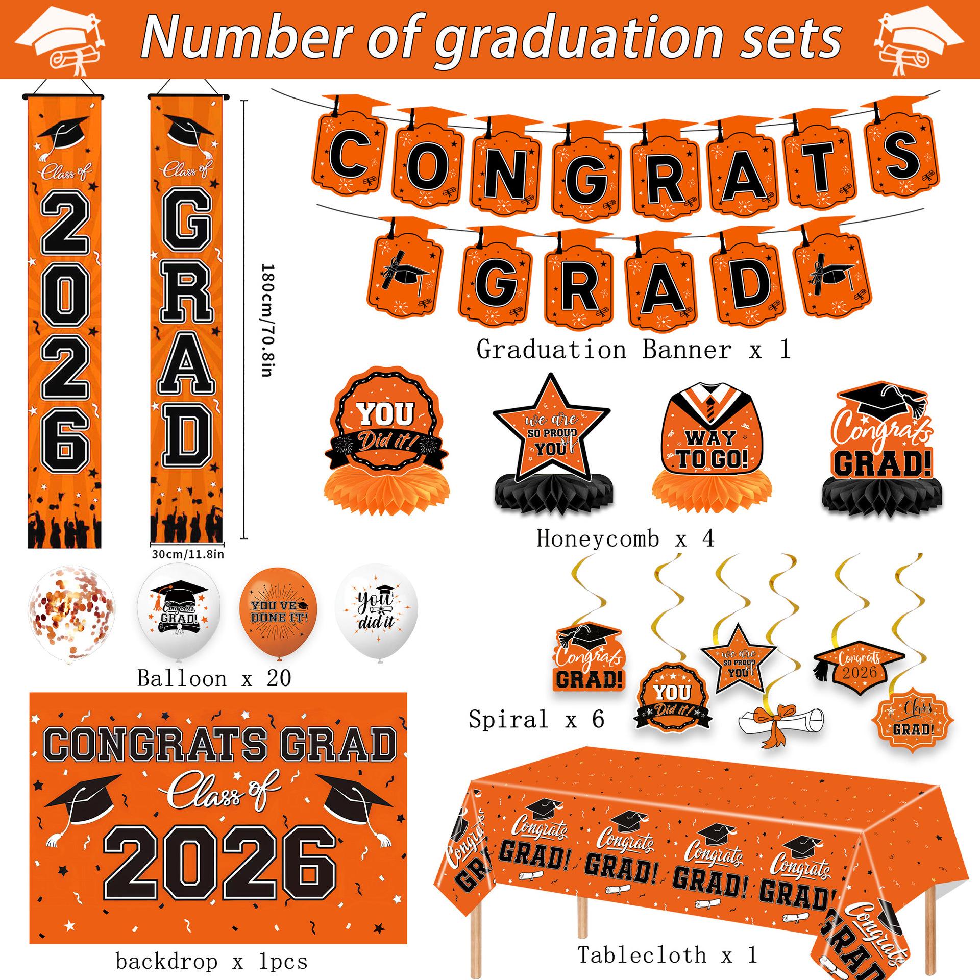 2026 Graduation Decoration Set, Theme, Banner, Background Board, Balloons, Ribbons, Party Supplies for High School & University Graduations