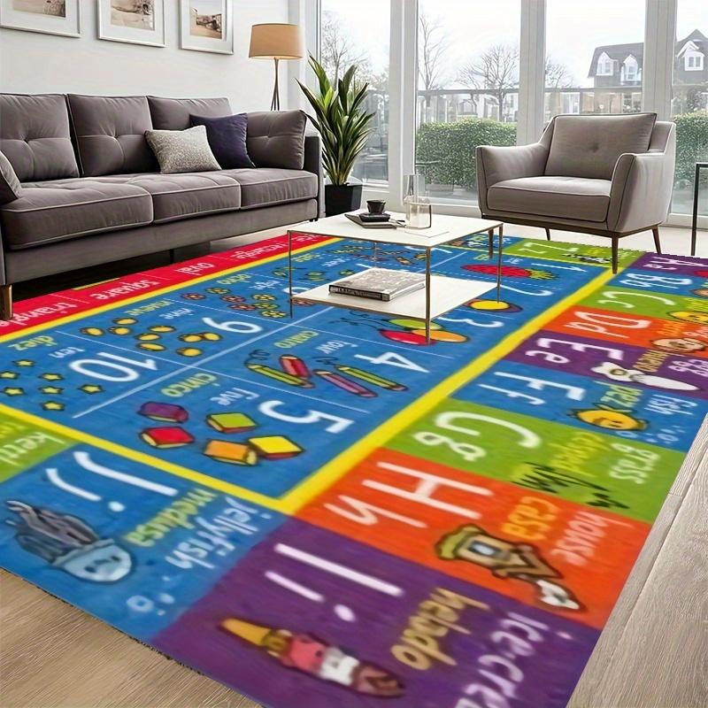Large Living Room Rug, Non-Slip Foam Mat, Velvet Design, Indoor Outdoor Use, Artistic Style, 2.25m²