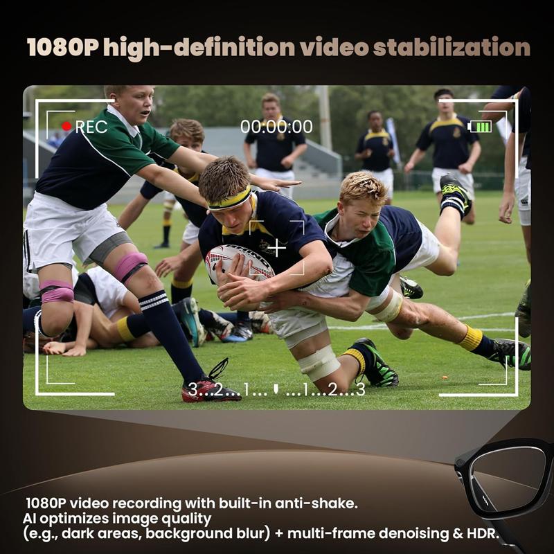 Multifunctional  Smart AI Camera Glasses with 8MP Lenses, Touch-Button Adjustment for Travel & Outdoor , Hands-Free Photography, 140+ Languages Real-Time Translation, Bluetooth Music, Wearable Video Recording, UV Protection