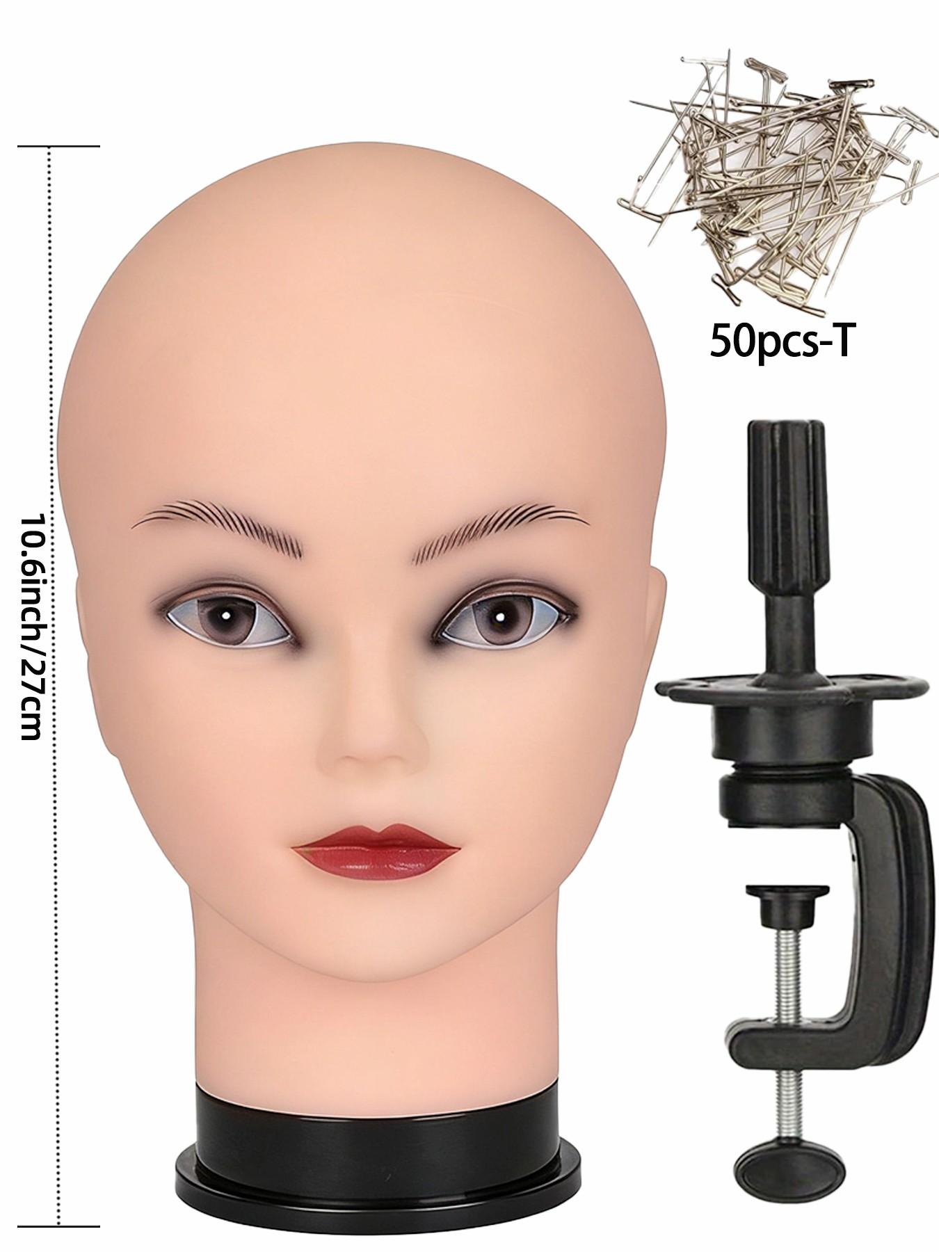 Professional Bald Mannequin Head for Makeup Practice, Wig Display, Hat Helmet Glasses Holder, Includes Free Clip Stand