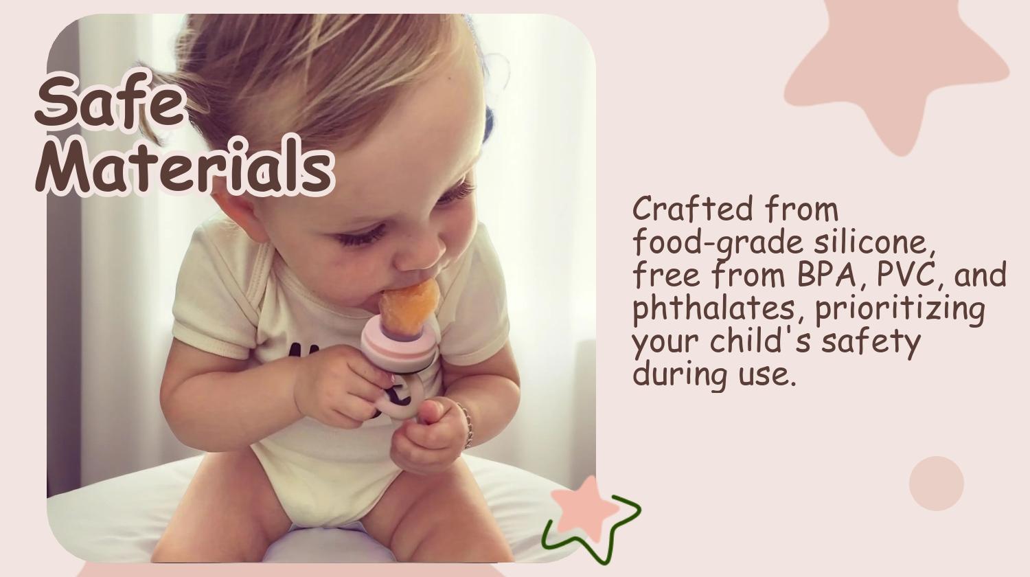 Baby Fruit Feeder Teether,Beaded Silicone Ring Handle, BPA-Free Fresh Food Feeder with 3 Mesh Pouches, Safe Tableware for Infant Self-Feeding