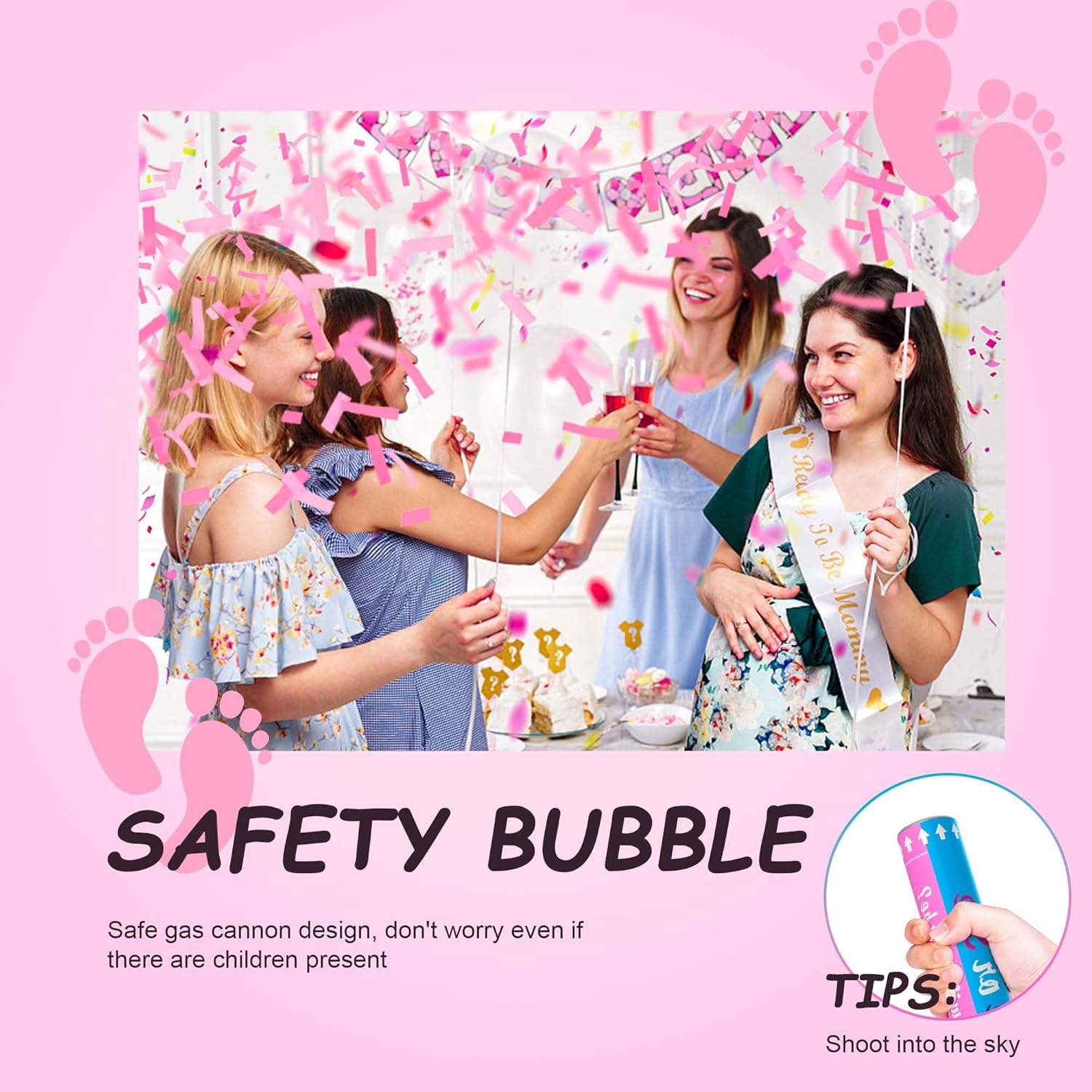 6 Pack  Confetti Cannon | No  Confetti Poppers | Ideal for  Girl  Decoration (6 )