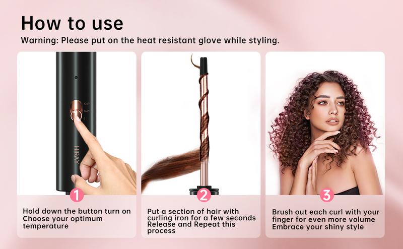 3/8 Inch Curling Iron,9mm Tiny Curling Wand,Ceramic Small Barrel Curling Iron with Adjustable Temperature,Fast Heating,for Short & Long Hair Black