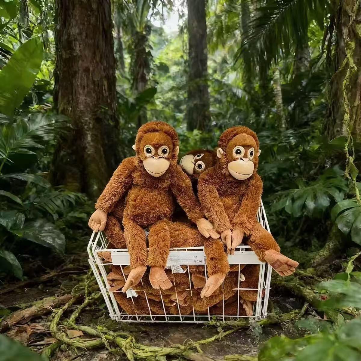 Gorilla Plush Toy Long-Armed Monkey Doll, Baby Comfort Pillow, Soft Filled Animal, Perfect Gift for Kids, Cuddly and Adorable