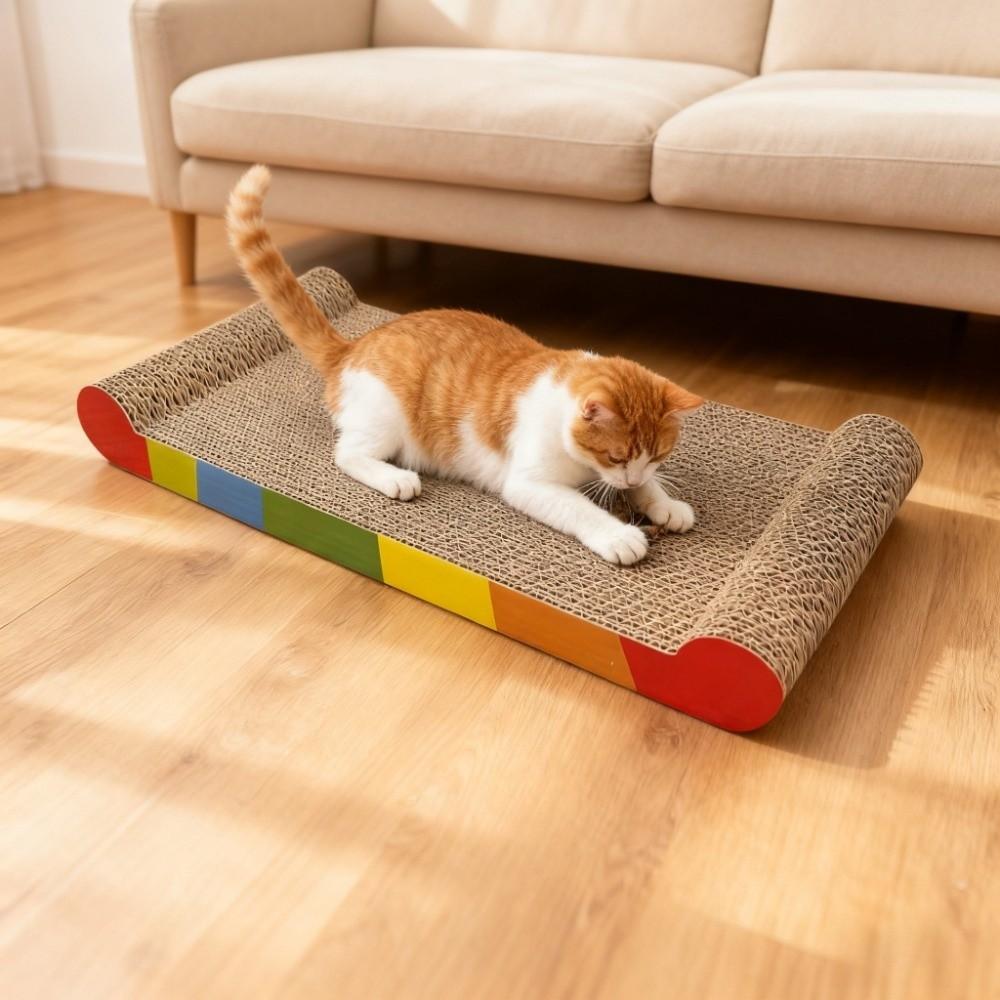 Rainbow Color Bone Cat Scratcher, Durable and Safe Design, Multi-Layer Structure, Protects Furniture, Pet Toy, Cat Scratch Pad