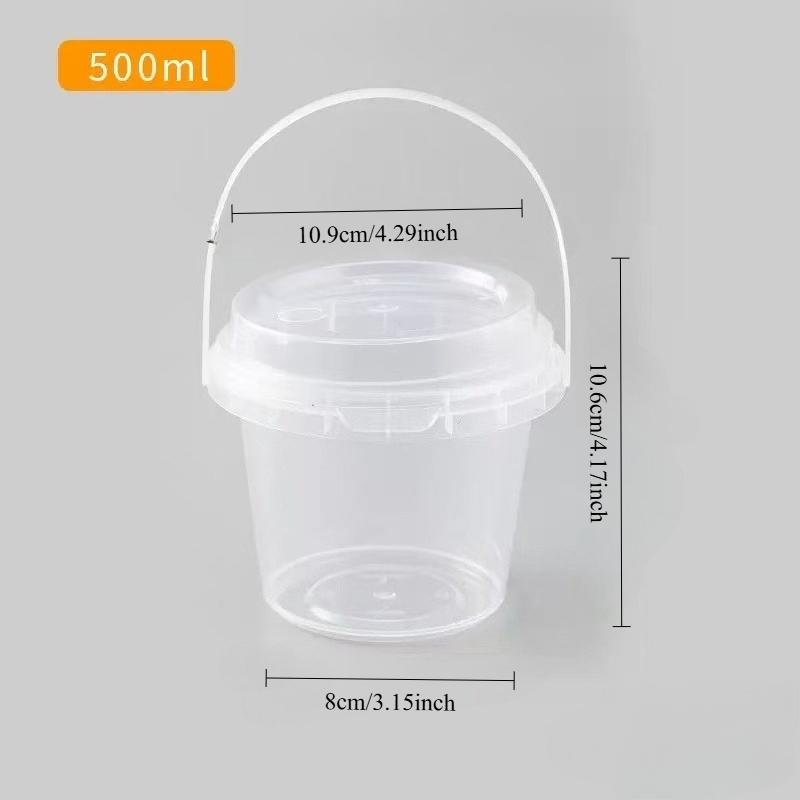 6-piece set of 500ml disposable plastic beverage containers with handles, lids, and straws; transparent fruit tea/bubble tea cups; suitable for takeout; food-grade PP portable juice containers; Plastic Clear Cups