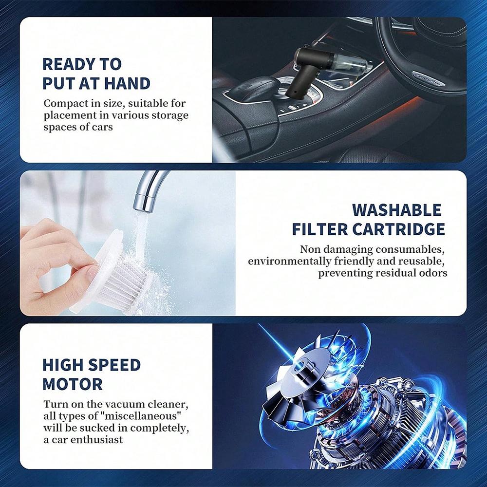 3-In-1 Wireless Handheld Vacuum Cleaner Rechargeable Household Mini Vacuum With 1800mAh Rechargeable Battery, Vacuum for Desk, Home and Office Dust Cleaning, Protable Vacuum Cleaner for Car, Sofa, Pet Hair, USB Rechargeable Vacuum