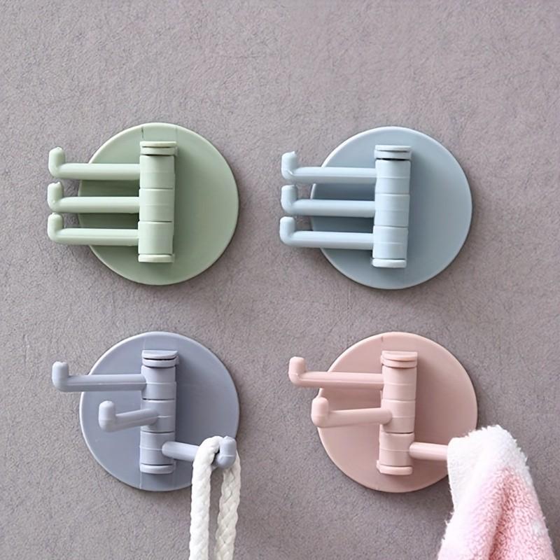 2-Pack Multi-Functional No-Drill Bathroom Wall Mount Hooks, Rotating Hook, Adhesive Hook, Home Storage Hook, J-Type Hook, No-Drill Hook
