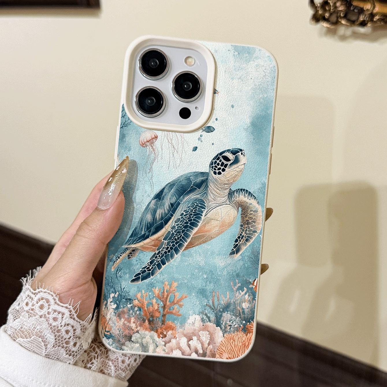 1pc Deep Sea Turtle Coral Pattern Phone Case, Ultra Shockproof, Compatible with Samsung S10/s22/iPhone 11-15 Pro Max