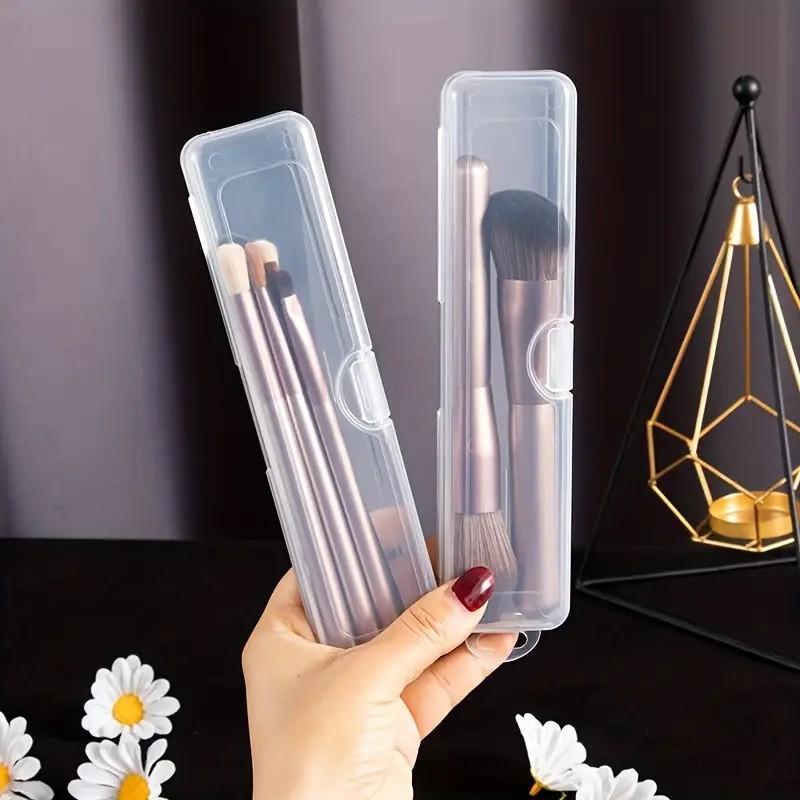 2pcs Transparent Dust-Proof Plastic Toothbrush Travel Container, Portable Toothbrush Holder, Easy Clean, Ideal for Travel and Home Use