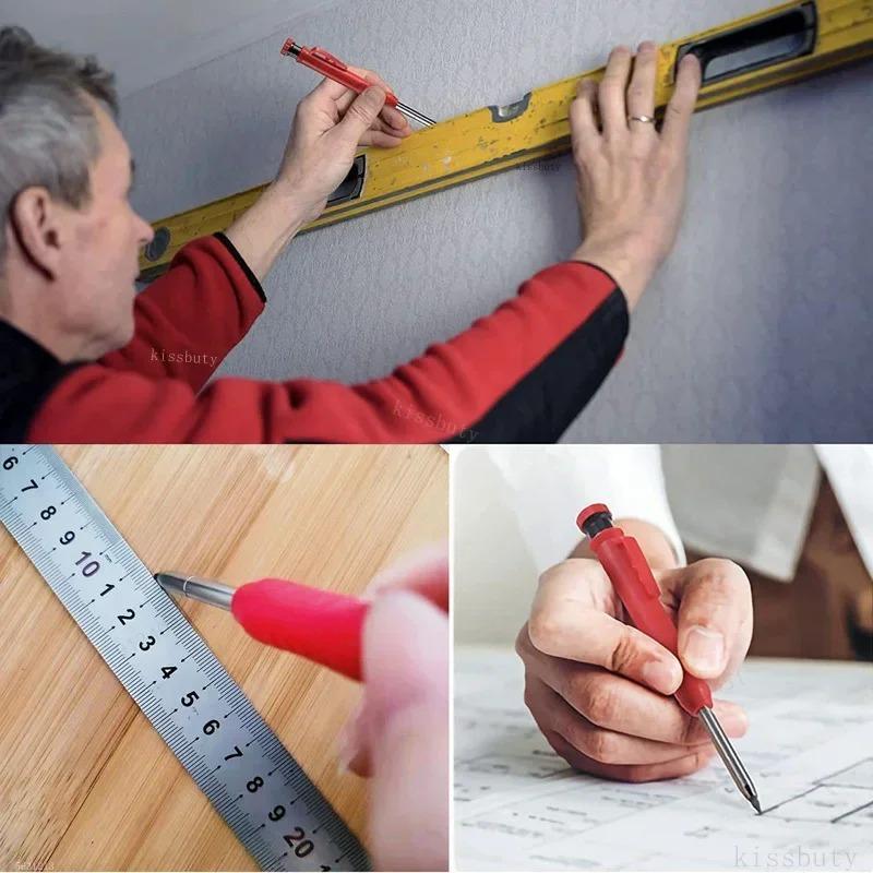 Solid Woodworking Automatic Pencil Set with Sharpener, 2.8mm Three Color Refills, Building Tools, Stationery Supplies