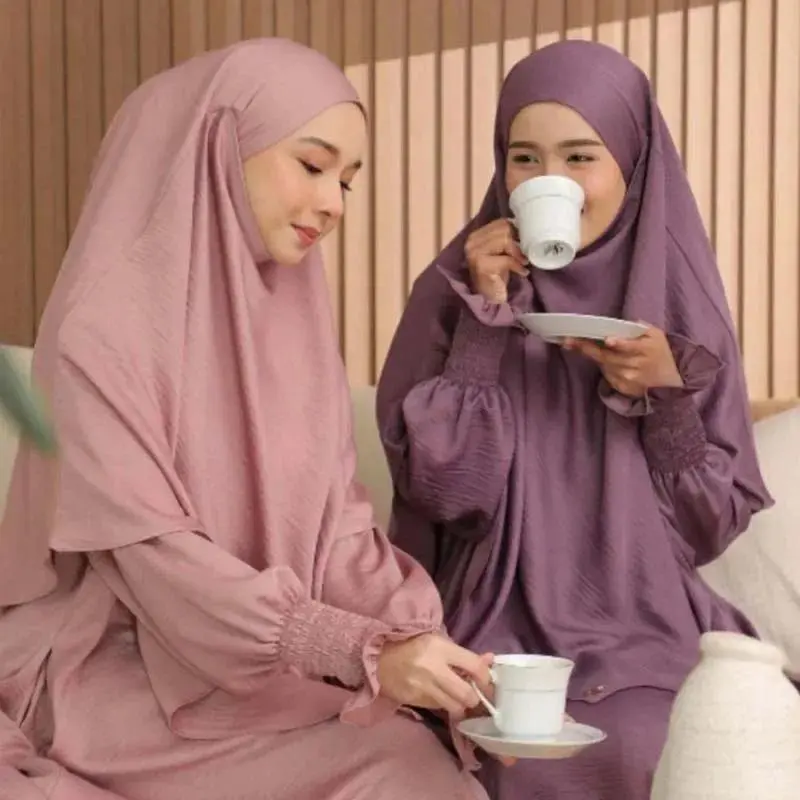 2025 Ramadan Dubai Abaya Jilbab Khimar Muslim Set Women Turkey Dresses with Hijab Female Islam Modest Dress Eid Hooded Abayas