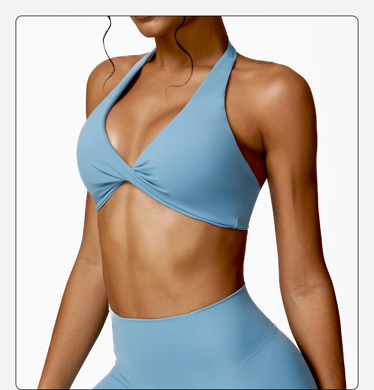 MFVIM Women's sports underwear, sexy hanging neck twist design sports underwear built-in bra pads, comfortable and skin-friendly, four seasons can wear, running gym workout sports underwear SpringStatements