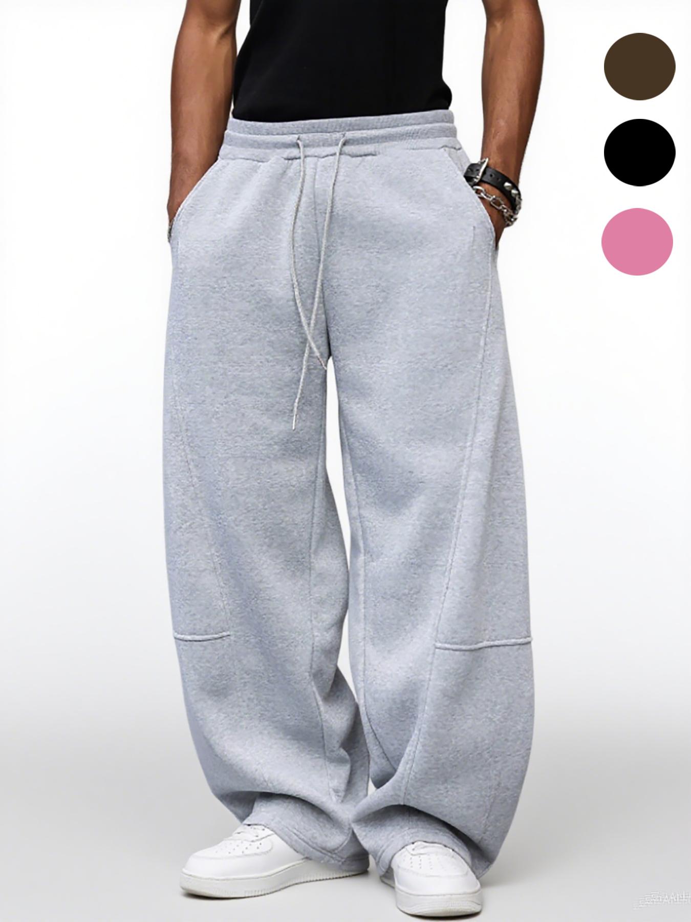 Men's Baggy Sweatpants, Loose Fit Casual Drawstring Elastic Waist, Wide Leg Joggers Trousers with Pockets, Comfortable Daily Wear, Sports Bottoms