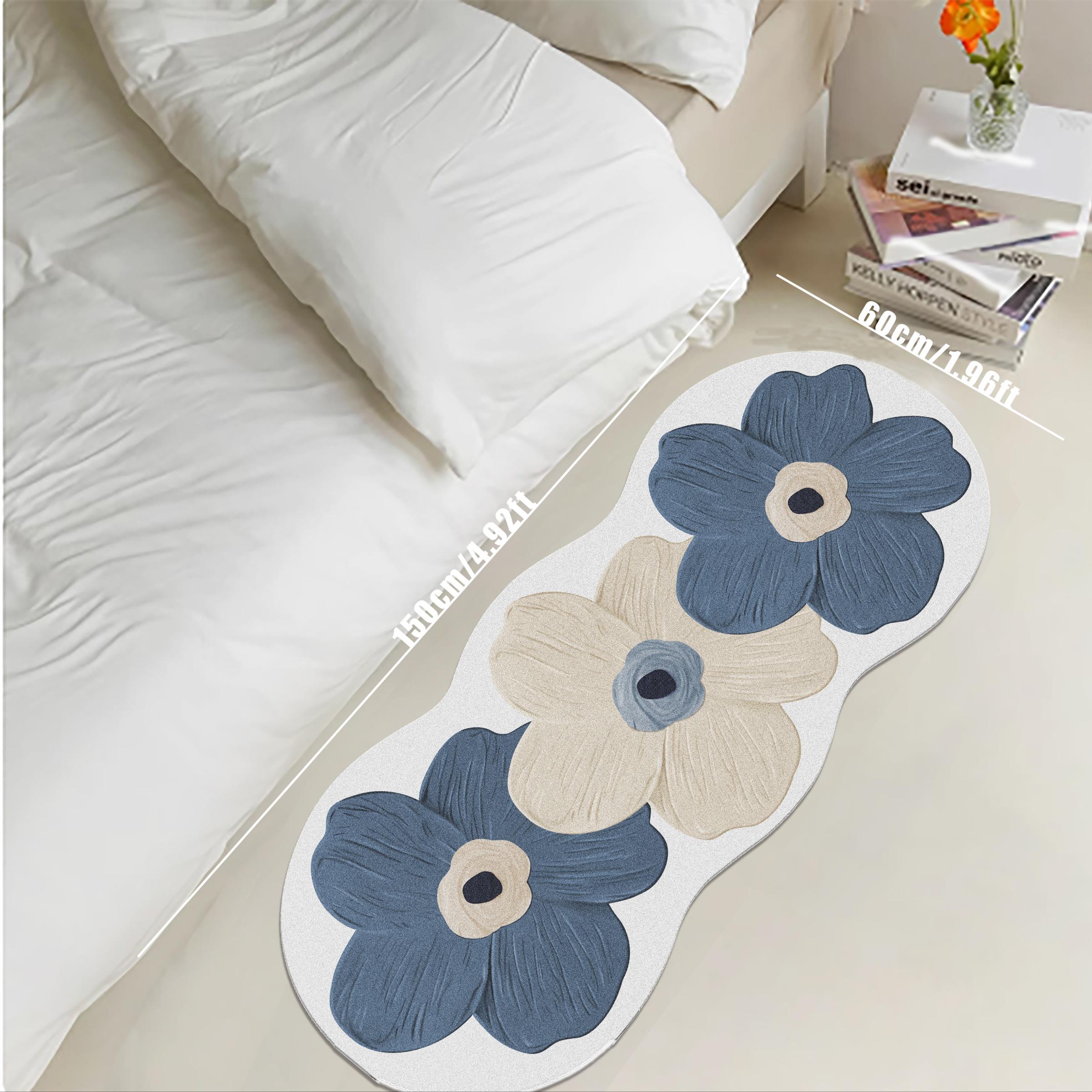 Flower Pattern Rug, 1 Count Non-slip Soft Floor Mat, Decorative Carpet for Home Living Room Bedroom Study Room, Vanity Decor Accessories, Household Decorative Rug, Round Floral Rug