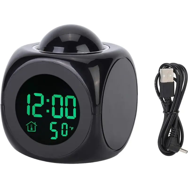 Creative Digital Clock, Multifunctional Projection Digital Alarm Clock, LCD Desktop Table Clock, Voice Hourly Report, Snooze, 5-Alarm Music Options, ℃/℉ Temperature, Date & Week Display, USB & Battery Operated Desk Clock for Home Decor