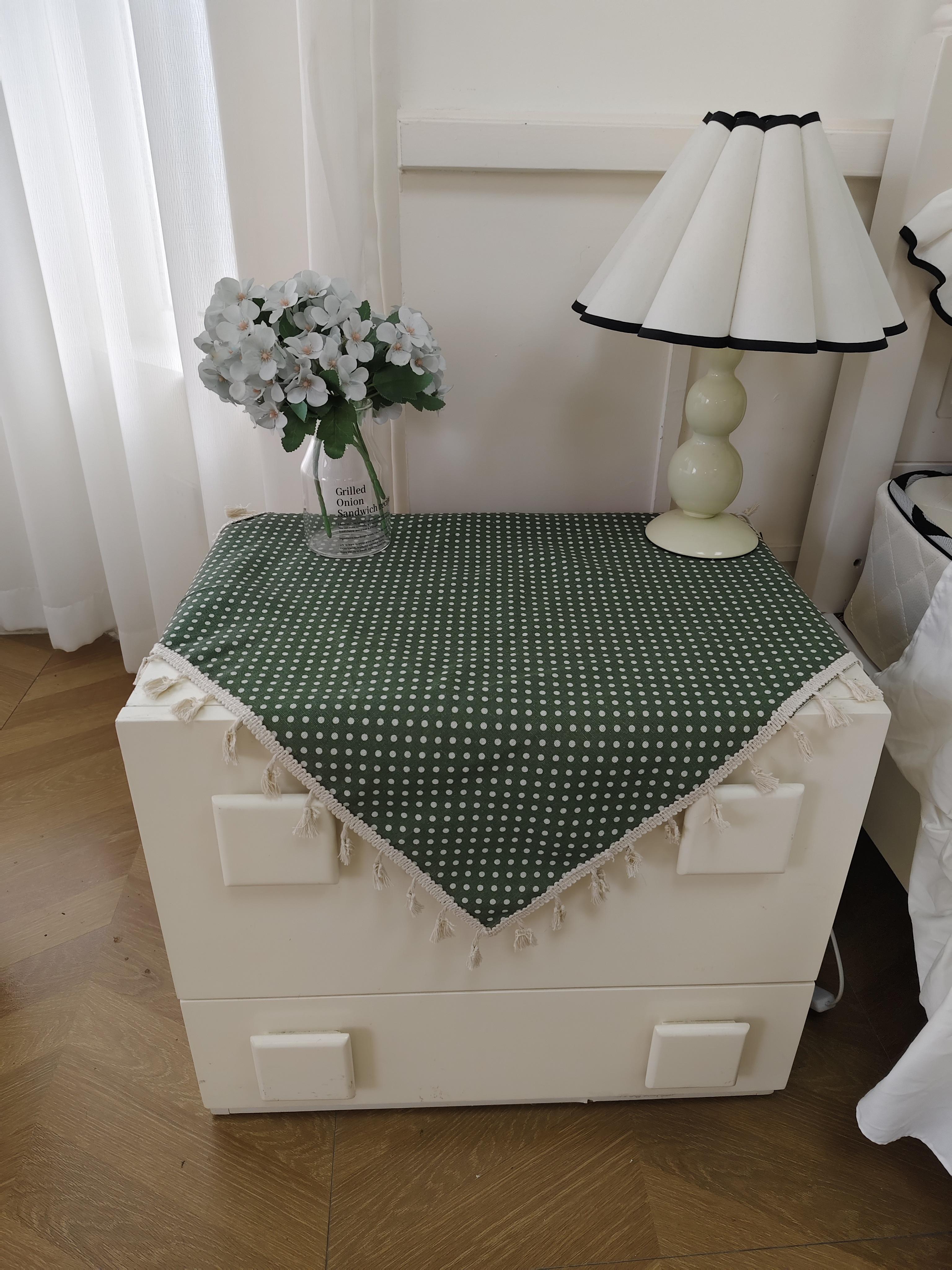 1pc French Vintage Square Tablecloth with Fringe, Bedside Cabinet Decor Cover, Microwave Coffee Machine Protector, Outdoor Party Background Cloth