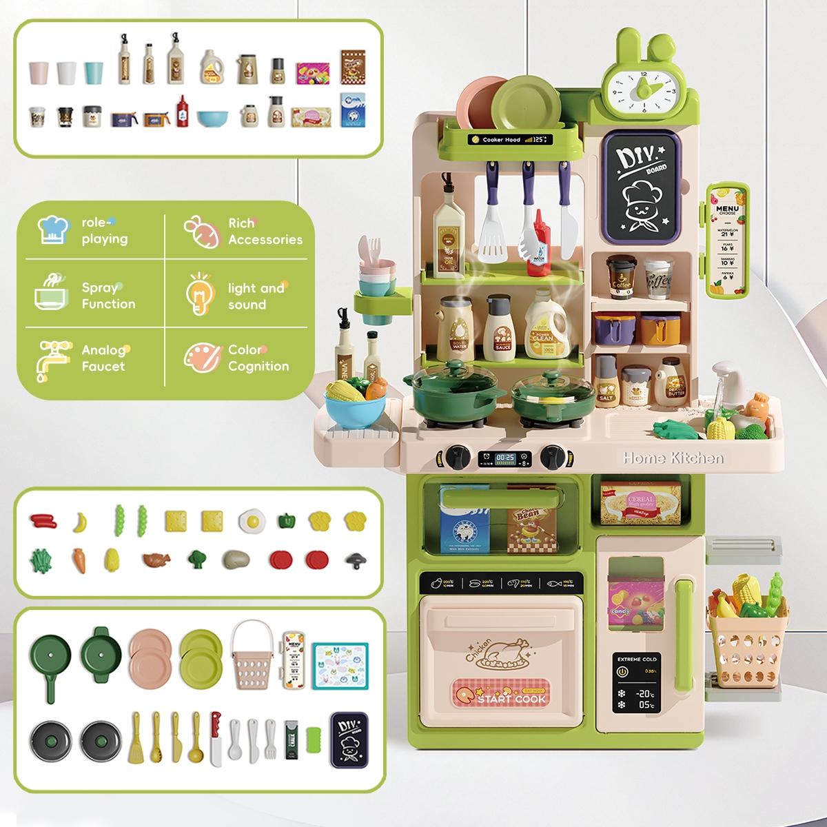 Pretend Play Kitchen Toy Set, 73pcs/set Including Pot, Utensils, Food, Cooking Toy Set, Kitchen Playset, Play Kitchen Accessories, Gift for Boys & Girls