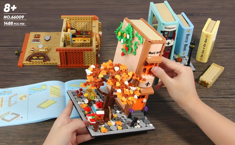 TOKMOC 1488 Pieces,Magic Bookends Building Block Set,For BookNook Building Bookshelf Insert Decoration,Bookcase Miniature House Model,Collecting Building and Gifting Model,Birthday Gift and Home Decoration,For aged 12 and above,Stress relief toy,66009