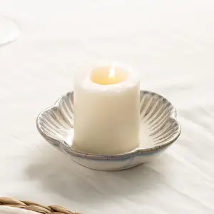 Ceramic Pillar Candle Holder Plates, Decorative Candlestick Holder, Tea Light Incense Santo Palo Holders, for Dinning, Party, Wedding, Birthday, Anniversary Decorations, 1pack (Vintage White)