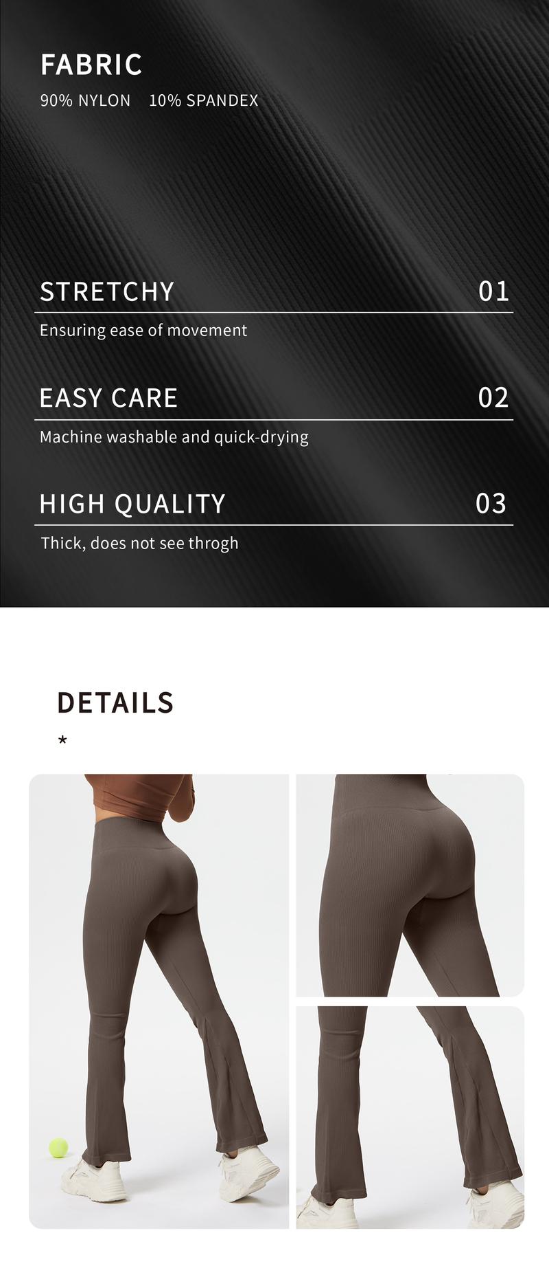 OYV Women's Yoga Pants Ribbed Seamless Workout High Waist Bell Bottoms Flare Leggings