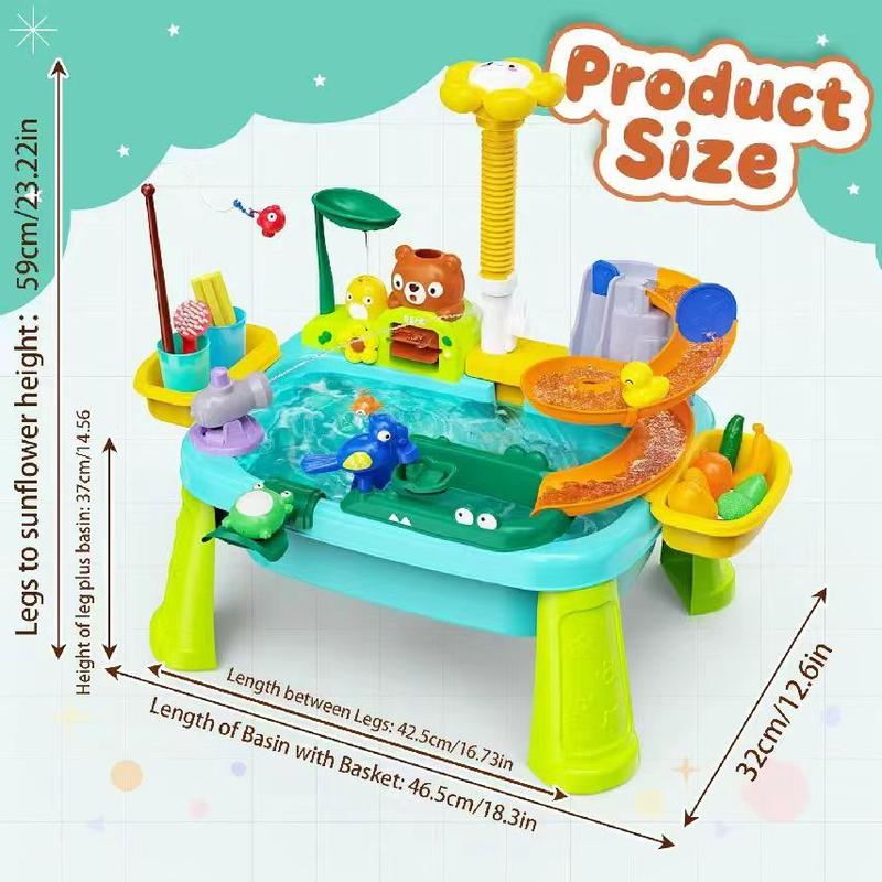 Sunflower Toddler for Kids, Fishing, Spray Gun, Slide Track, Outdoor Sensory Table, Water Play Table, Summer Beach Toy, Best Gift for Boys & Girls