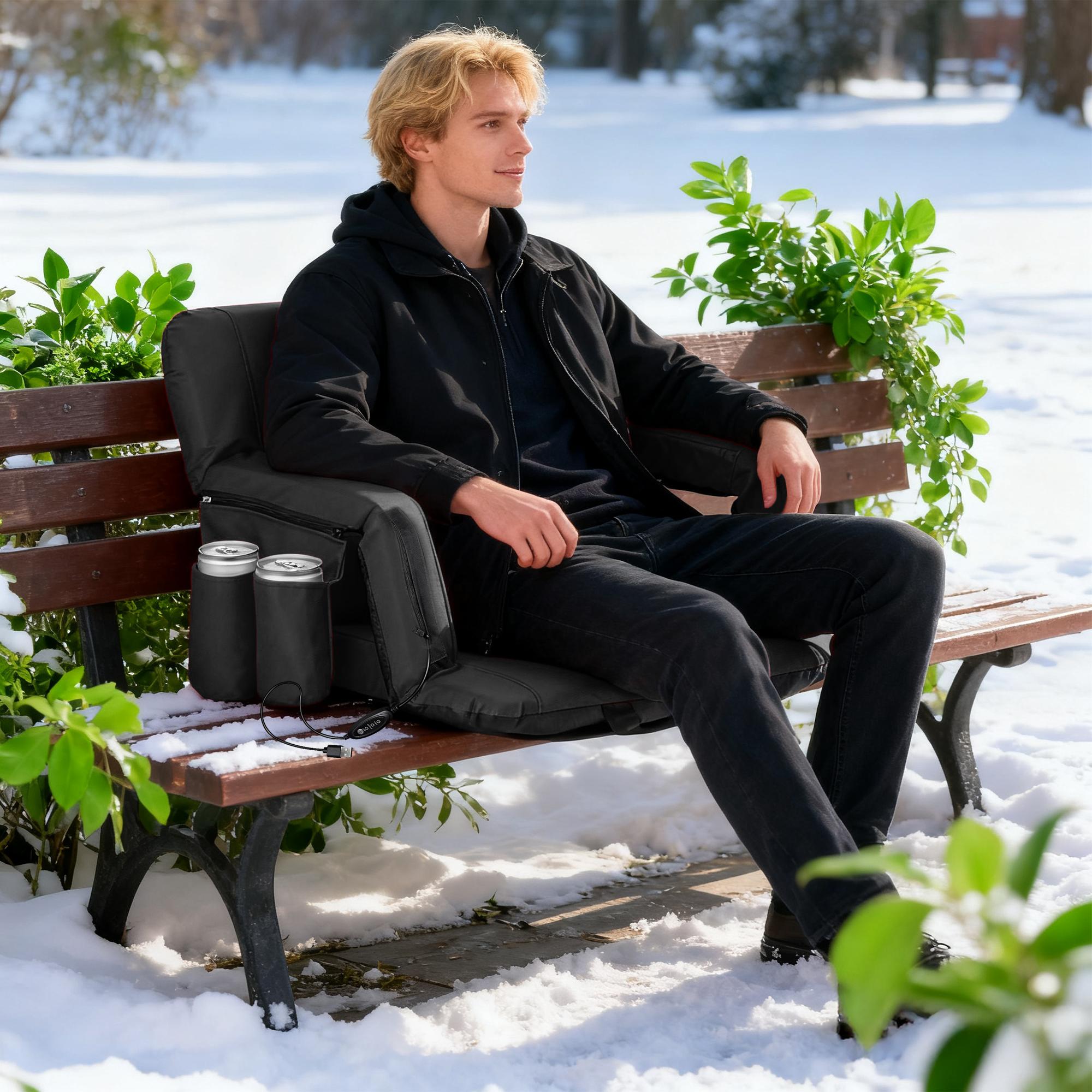 ZENY Portable Heated Stadium Seats for Bleachers 6 Reclining Folding Stadium Chair Waterproof Bottom