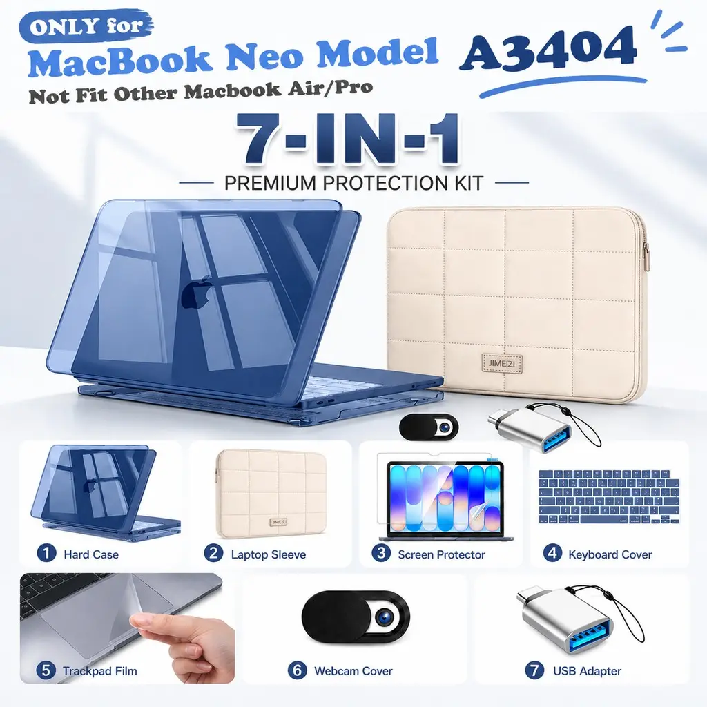 Skyfire Tc for Macbook Neo Case 13 Inch 2026 Model A3404, Crystal Indigo, Crack & Scratch Resistant, Sturdy Hard Shell, MAC Neo Accessories