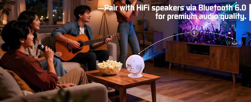 XBJ  Supports 4K,350ANSl  2.4/5G WiFi 360° HD Projection Dual band Wireless 6+ BT4.2 LED 150 InchScreen Built-in Speaker Multifunctional Projector for HomeCinema and Christmas Gifts New Year Gifts Theater-Grade High-quality Christmas Gifts